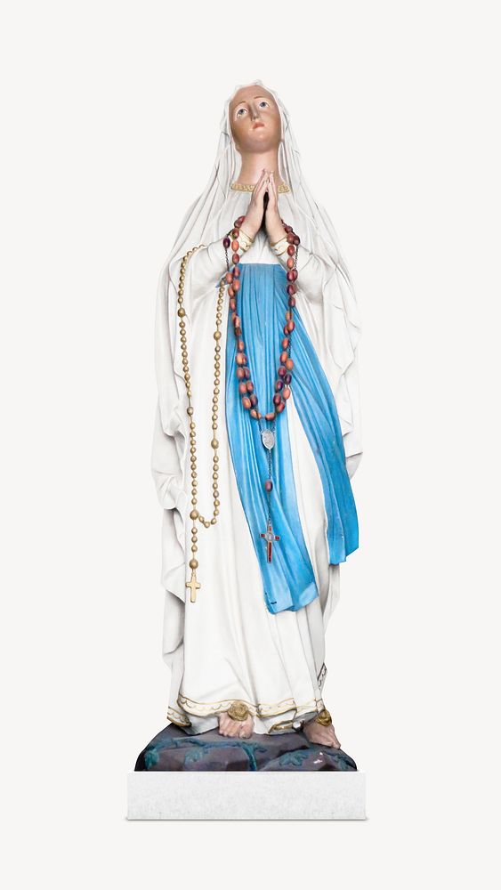 Our lady of Lourdes statue collage element, isolated image psd