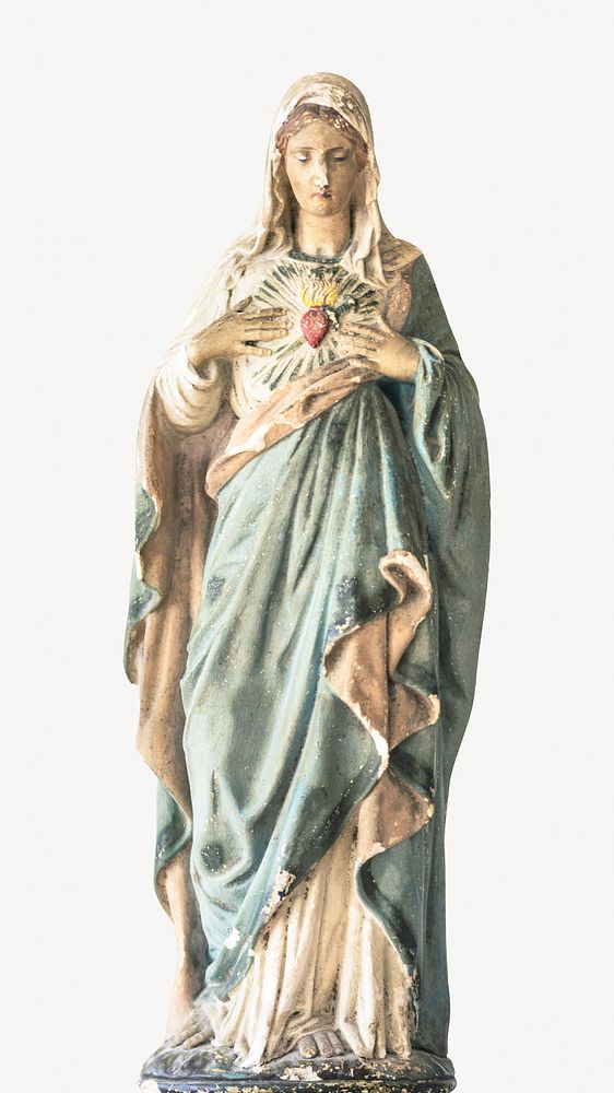 Sculpture of virgin marry isolated design