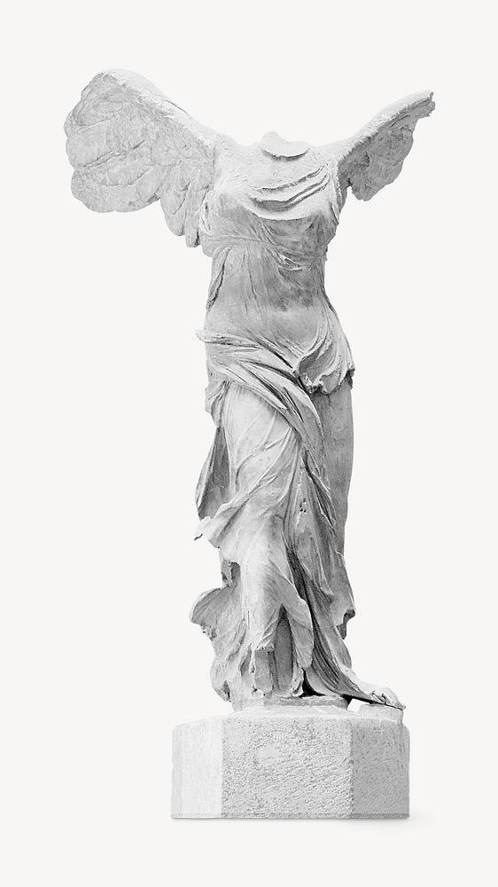 Greek winged statue collage element psd