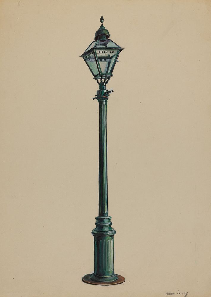 Gas Street Lamp (1936) by Mina Lowry.  