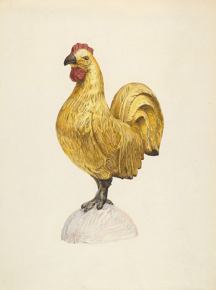 Gilded Wooden Rooster, 1935/1942 by Karl J. Hentz.