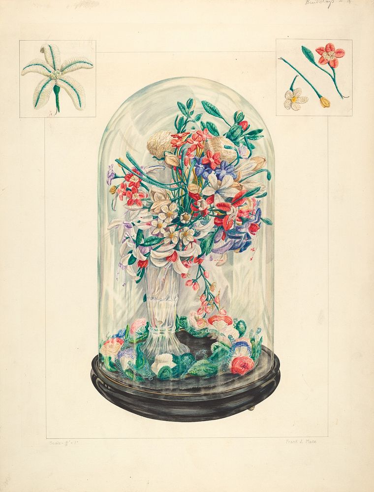 Wool Flowers Under Glass (1935–1942) by Frank J. Mace.  