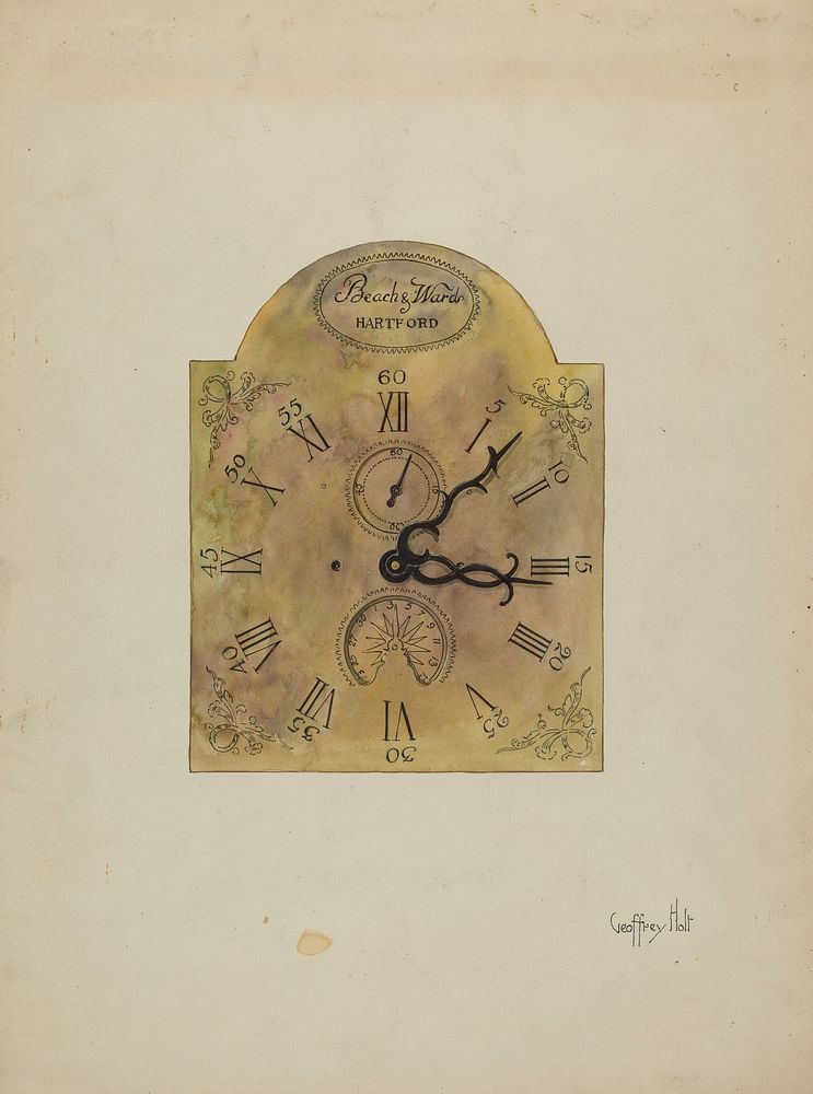 Grandfather Clock Dial (1936) by Geoffrey Holt.  