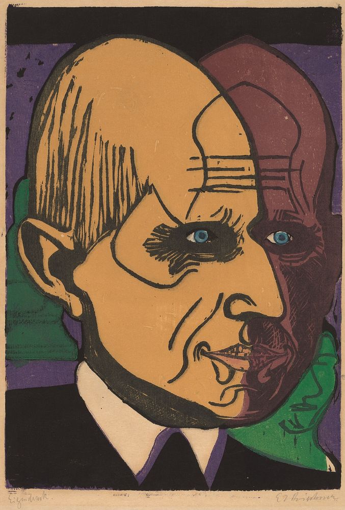 Head of Dr. Bauer (1933) print in high resolution by Ernst Ludwig Kirchner.  