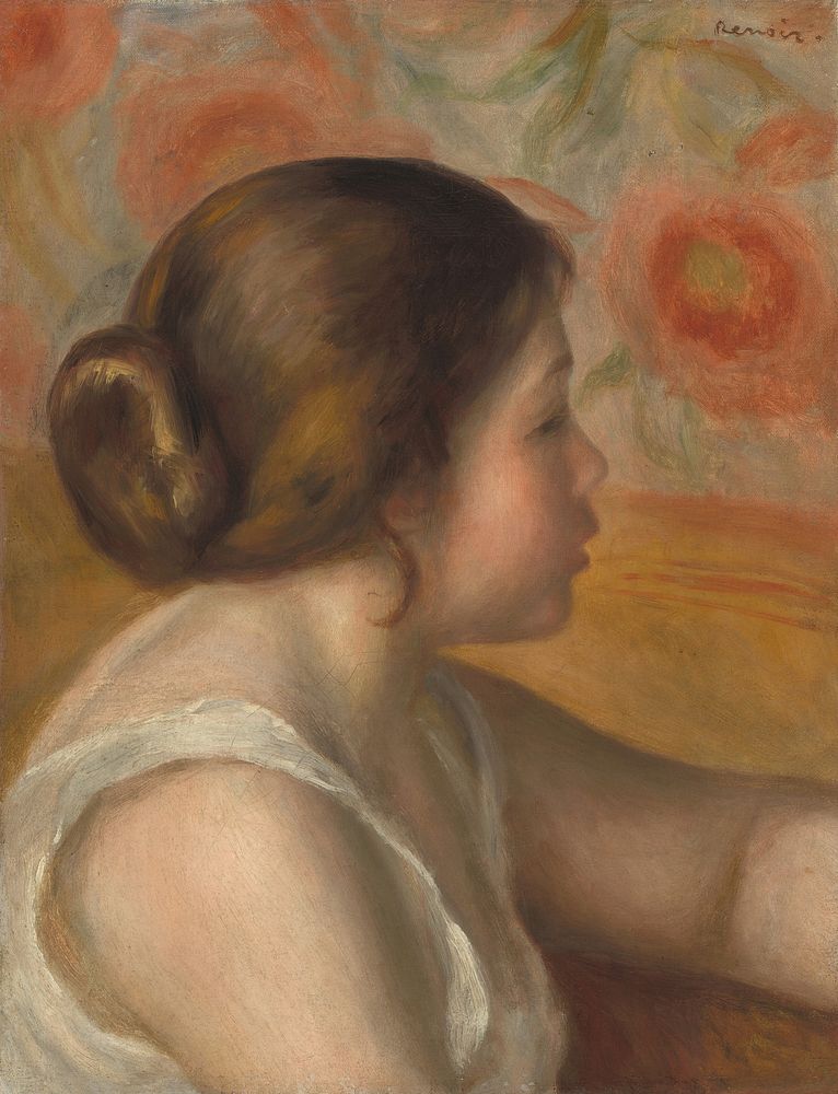 Pierre-Auguste Renoir's  Head of a Young Girl (c. 1890) painting in high resolution 