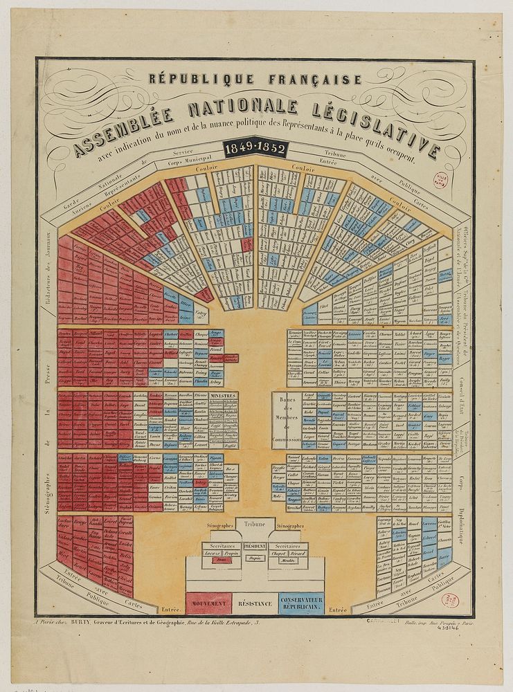 Burty. "Assemblée nationale législative 1849-1852 avec indication du nom et de la nuance politique des représentants à la…