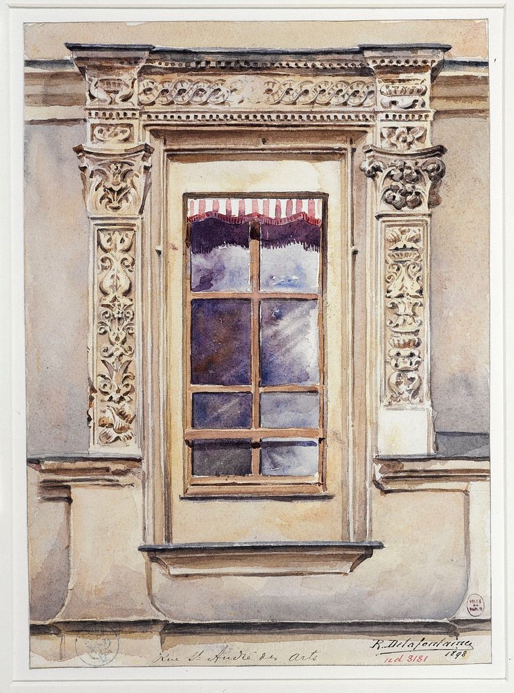 Rosalie Delafontaine. "Fenêtre Renaissance de 'Hôtel de Thou, 11 place Saint-André-des-Arts, 1898". Paris, musée Carnavalet. 