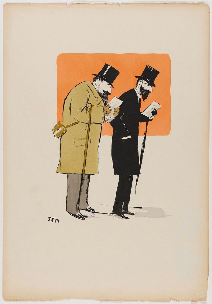 Sem (1863-1934). "Album rouge "Sem", 3ème série; Gaston Dreyfus et baron Emmanuel Léonino". Lithographie couleur. Paris…