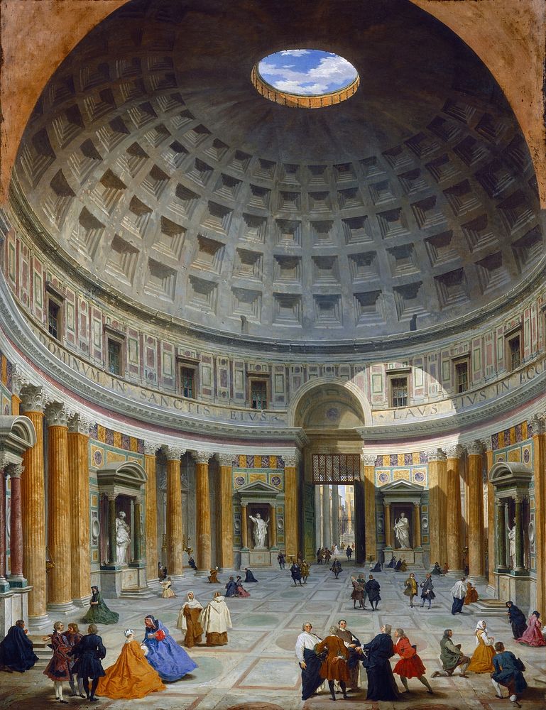 Interior of the Pantheon, Rome (ca. 1734) by Giovanni Paolo Panini.  
