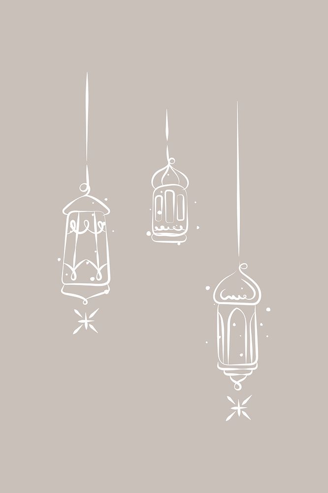 White hanging lanterns doodle clipart vector