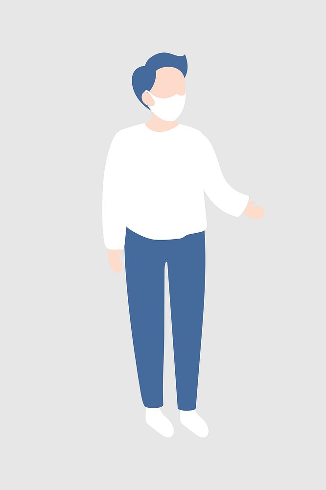 Man wearing mask element, cute character design vector