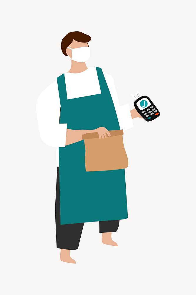 Credit card payment element, cute cashier design vector