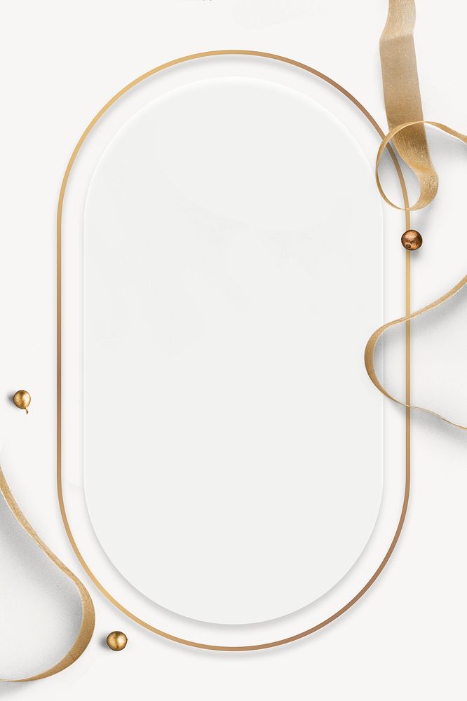 Gold oval frame, Christmas ornament design psd