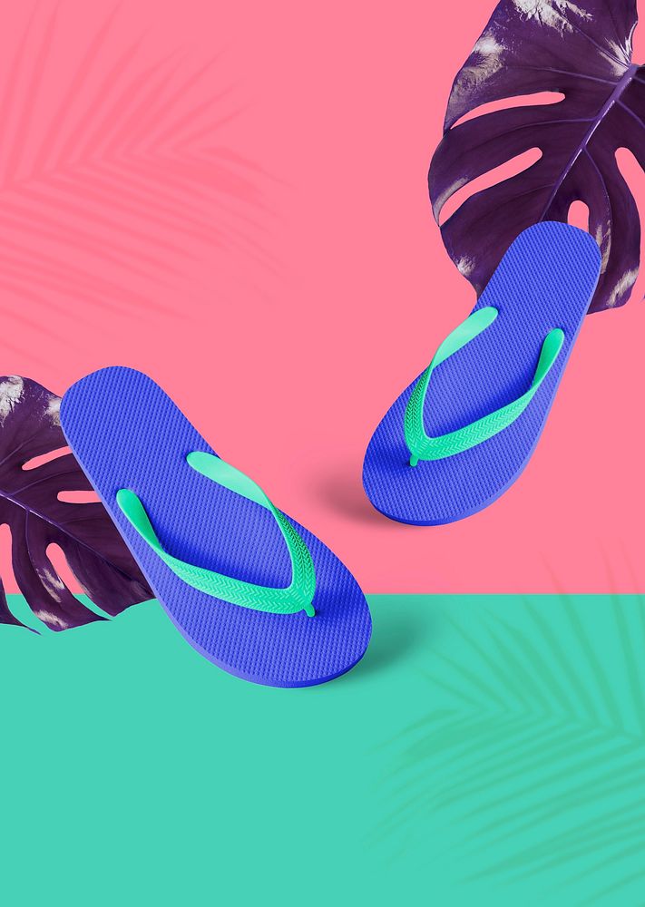 Summer flip flop background, tropical design