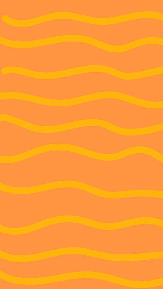 Orange wave mobile wallpaper background vector