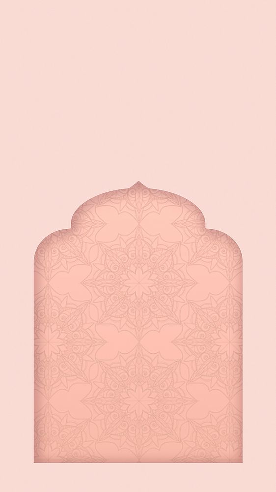 Pink Ramadan iPhone wallpaper, mosque frame background