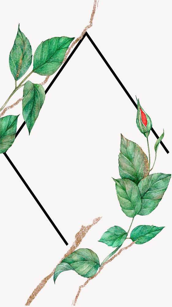 Leaf frame iPhone wallpaper, botanical design psd
