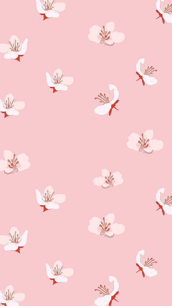 Cherry blossom mobile wallpaper, flower pattern illustration