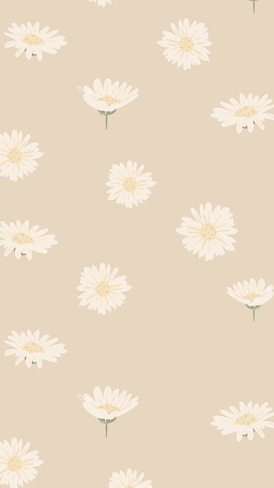 White daisy iPhone wallpaper, flower pattern illustration