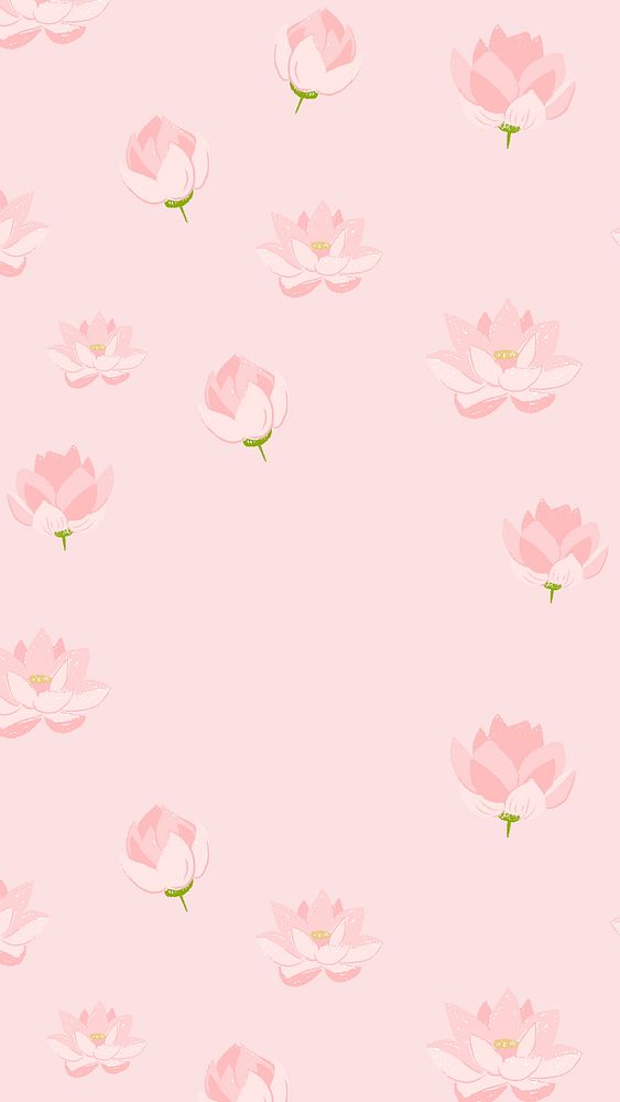 Pink lotus iPhone wallpaper, flower pattern illustration