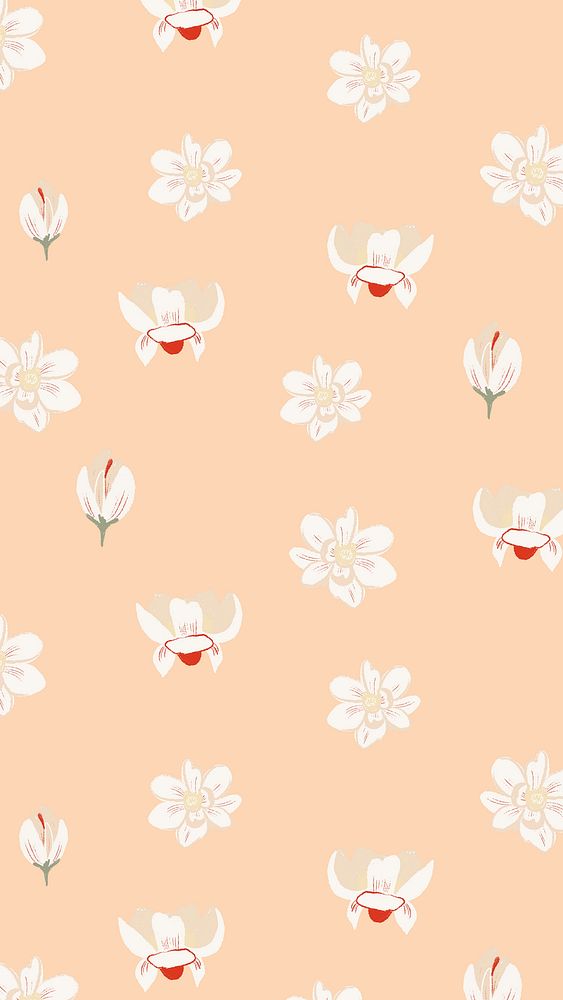 Magnolia flower mobile wallpaper, botanical pattern illustration