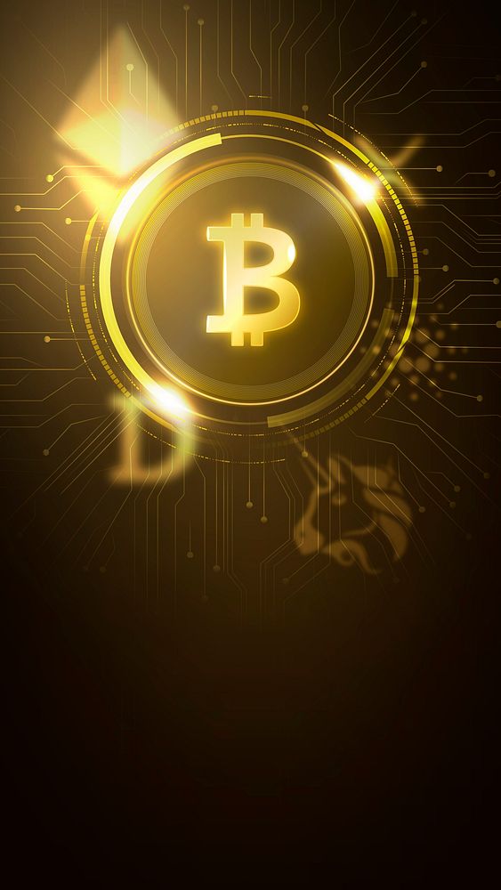 Gold cryptocurrency iPhone wallpaper, digital finance remixed