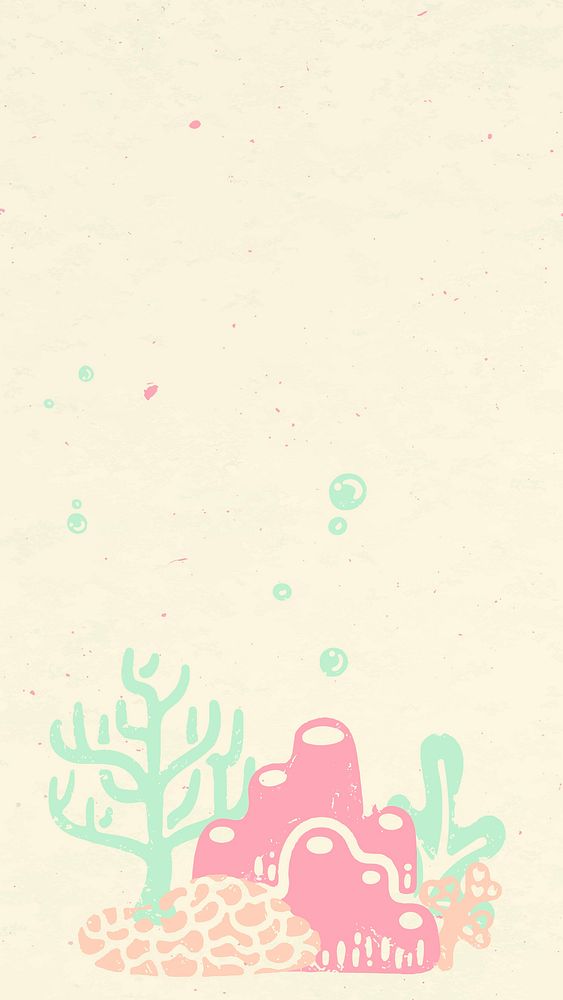 Ocean life doodle iPhone wallpaper, aquatic design vector