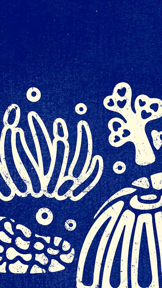 Blue underwater life iPhone wallpaper, aquatic design vector