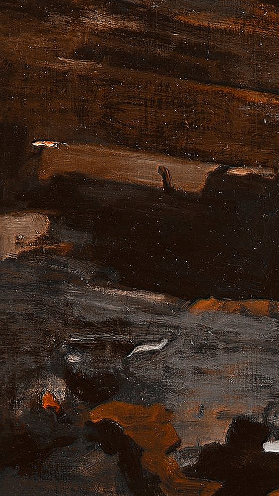 Abstract oil painting mobile wallpaper, dark brown texture design