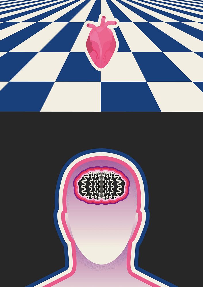 Soul & spirit background, checkered illustration