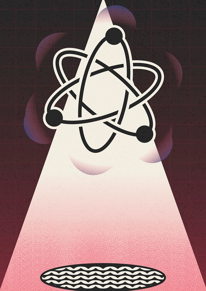 Science atom surreal background, psychedelic illustration 