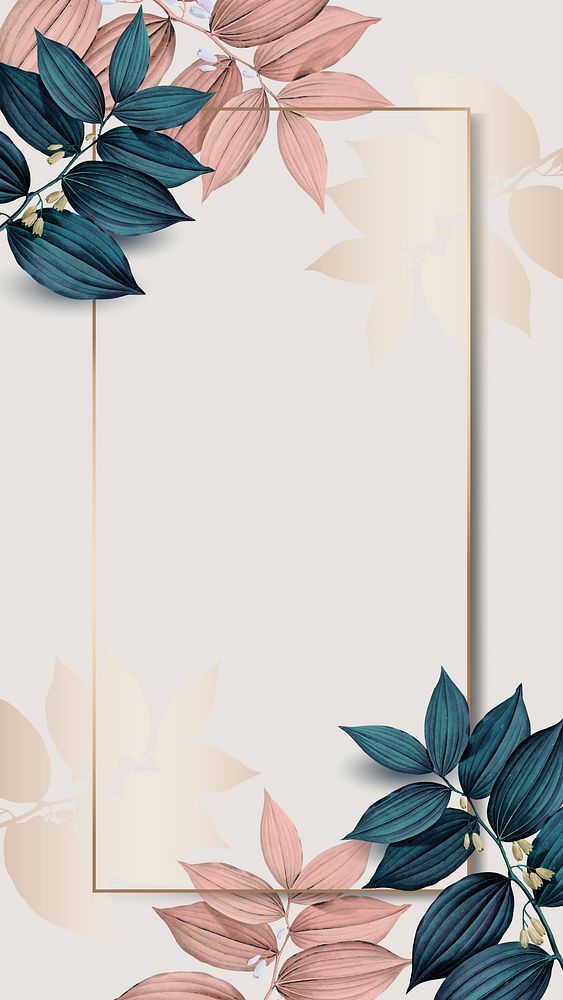 Botanical frame iPhone wallpaper, pink & blue design