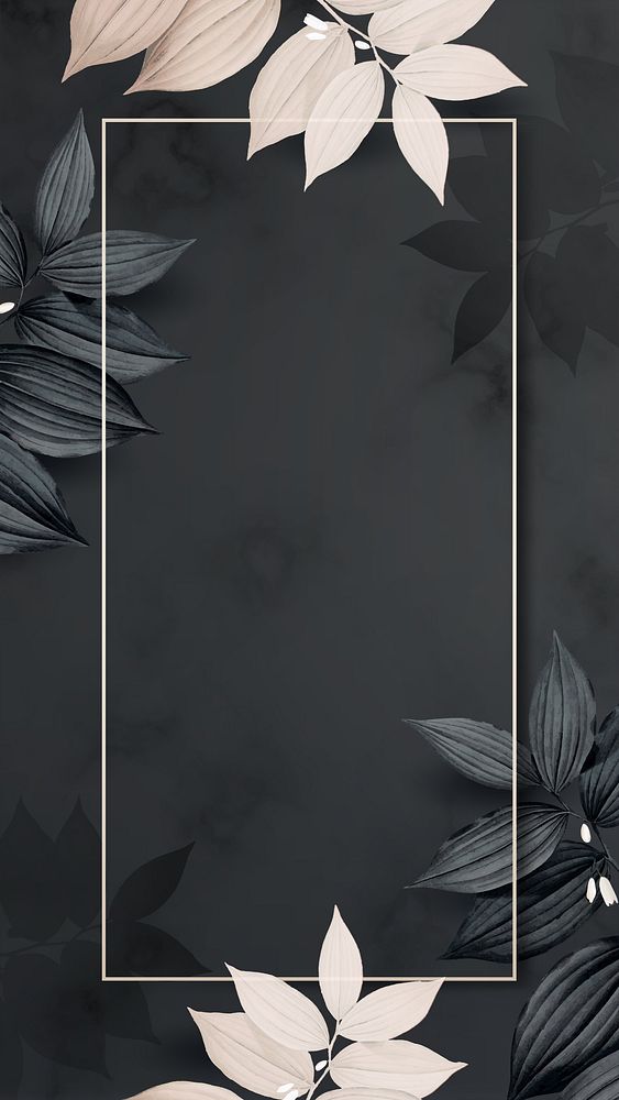 Aesthetic botanical frame iPhone wallpaper, gray design