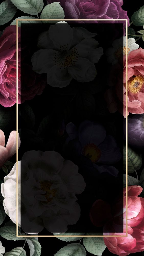 Rose frame iPhone wallpaper, black design