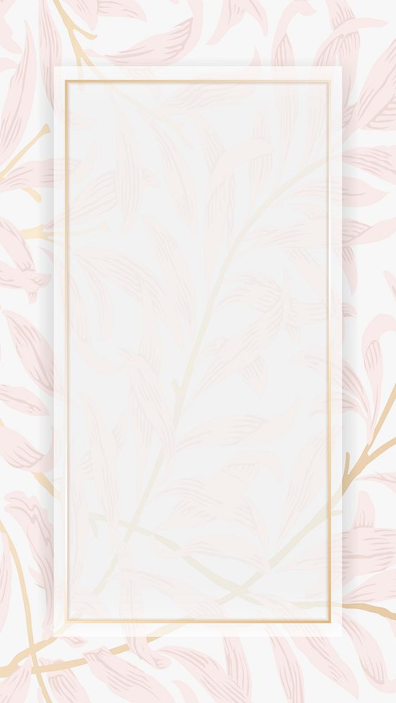 Aesthetic leafy frame iPhone wallpaper, gold design