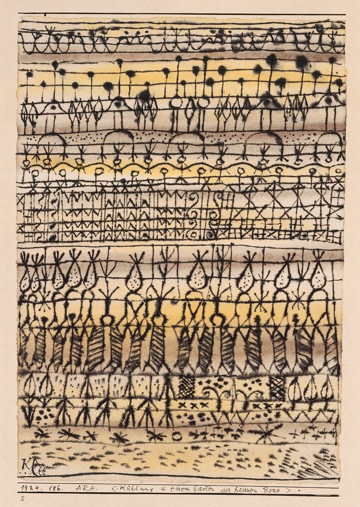 ERA. 'Cooling in a hot zone garden' (1924) drawing in high resolution by Paul Klee. 