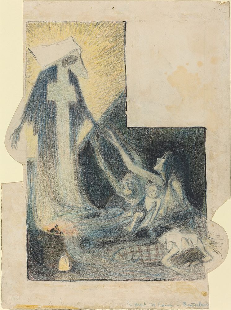 La mort des pauvres-Baudelaire (1894) print in high resolution by Théophile Alexandre Steinlen.  