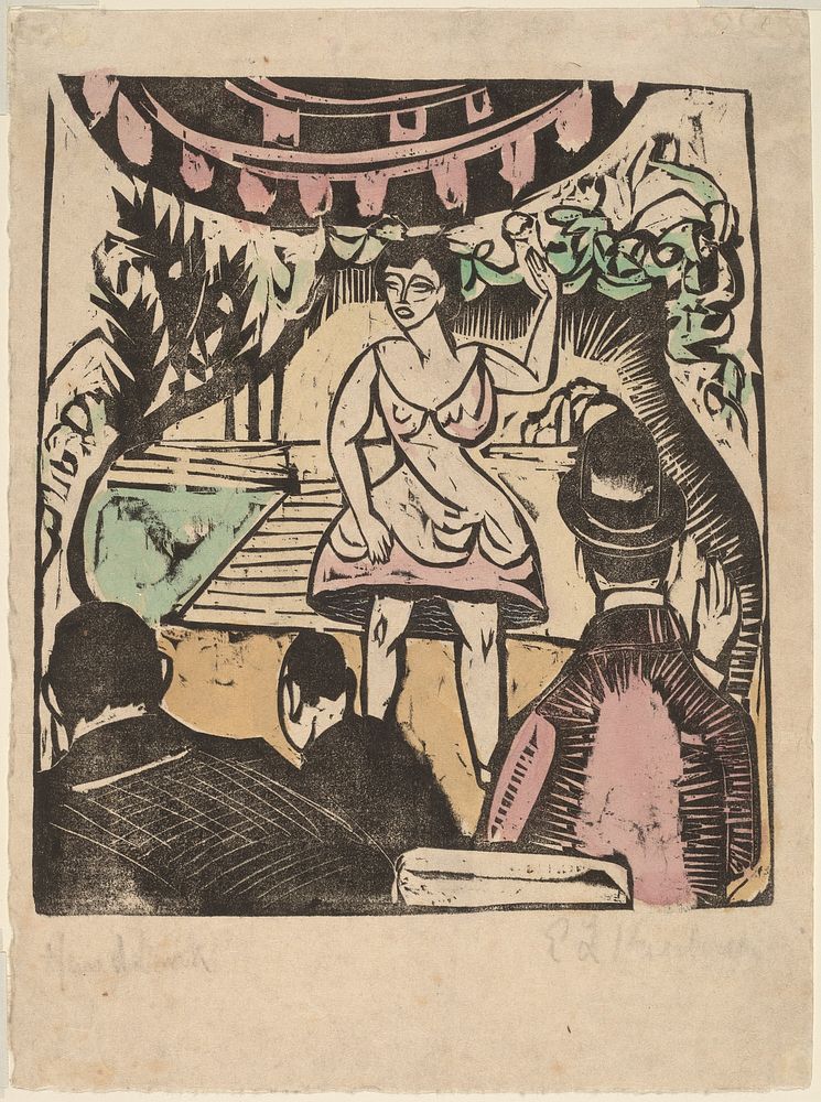 Little Variety Act with Singer print in high resolution by Ernst Ludwig Kirchner (1880–1938).  