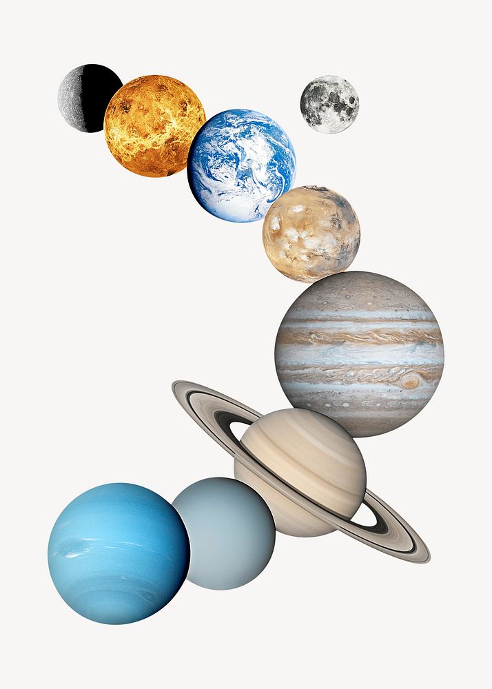 Solar system collage element psd