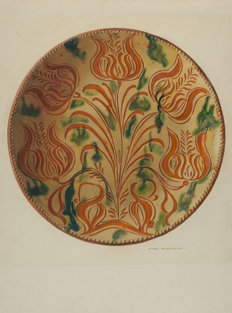 Pa. German Plate (ca. 1938) by Carl Strehlau.  