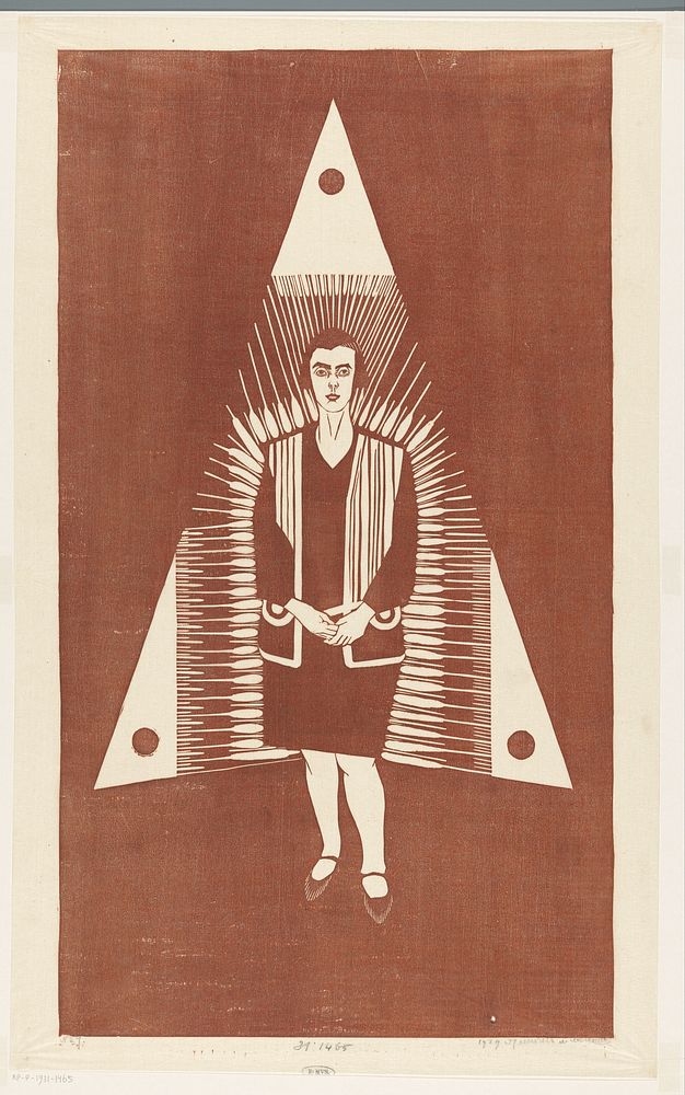 Young woman in triangle (Jonge vrouw voor driehoek) (1929) print in high resolution by Samuel Jessurun de Mesquita. 