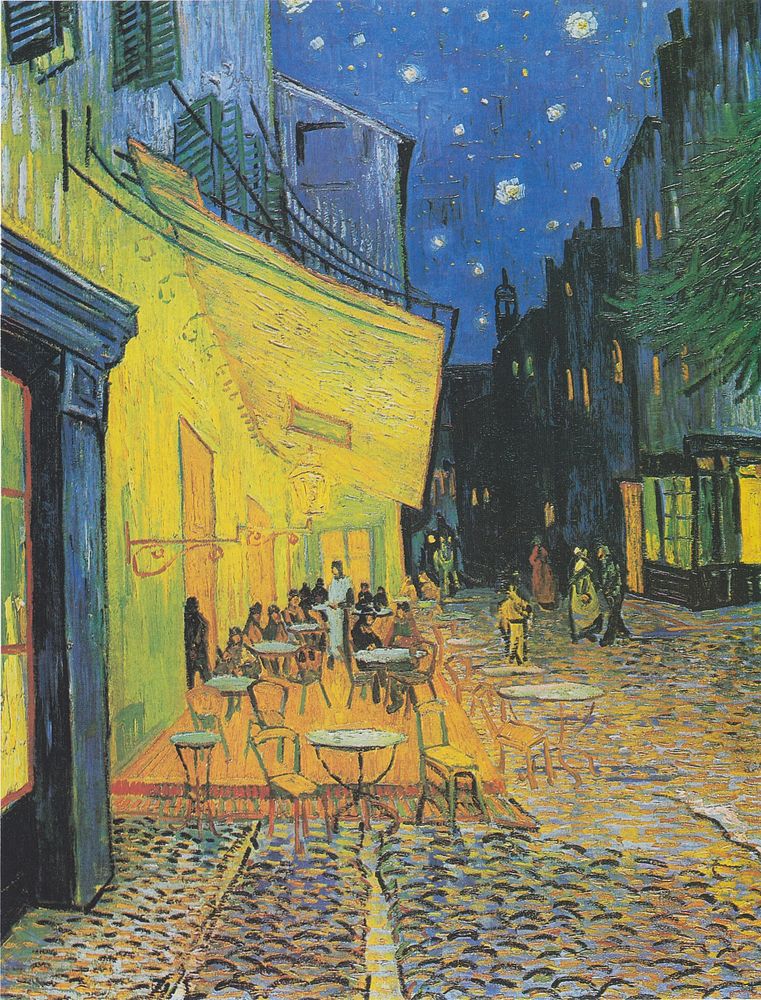 Vincent van Gogh's Caf&eacute; Terrace at Night (1888) famous painting. Original from Wikimedia Commons. 