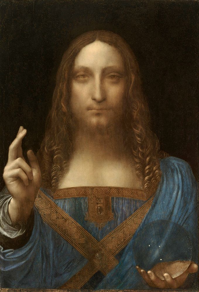 Leonardo da Vinci's Salvator Mundi (circa 1500) famous painting. Original from Wikimedia Commons. 