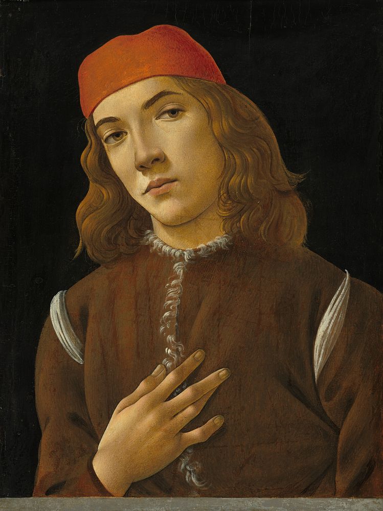 Sandro Botticelli's Portrait of a Youth (c. 1482-1485) famous painting.