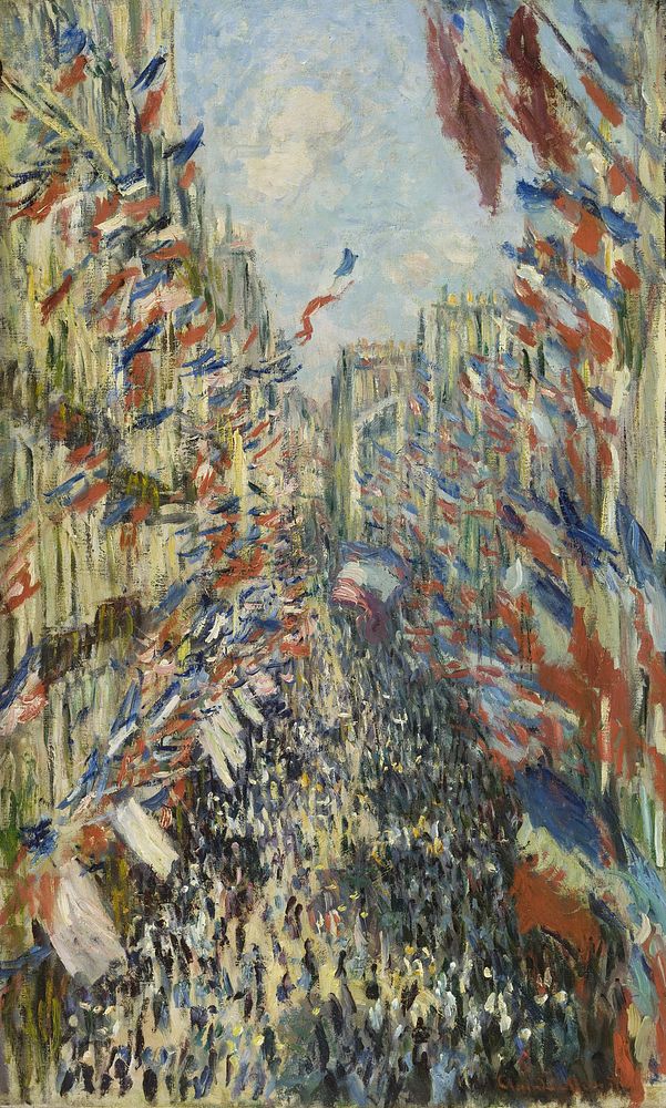 Claude Monet's The Rue Montorgueil in Paris (1878) famous painting. Original from Wikimedia Commons. 