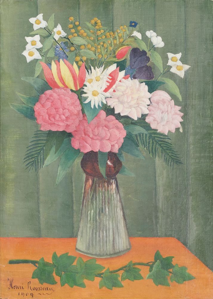 Flowers in a Vase (1910) by Henri Rousseau. Original image from WIkimedia Commons