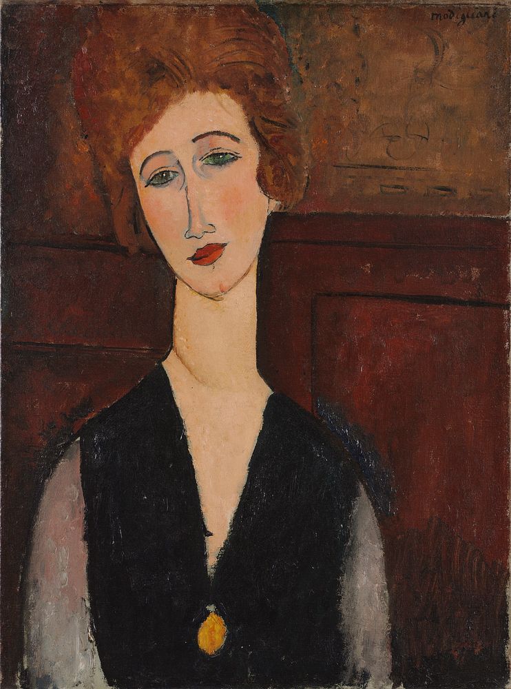 Amedeo Modigliani's Portrait of a Woman (c. 1917&ndash;1918) famous painting.  