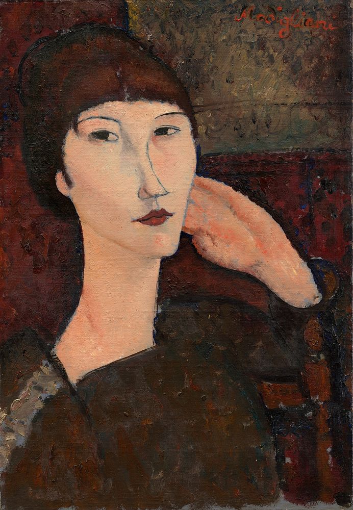 Amedeo Modigliani's Adrienne (Woman with Bangs) (1917) famous painting.  