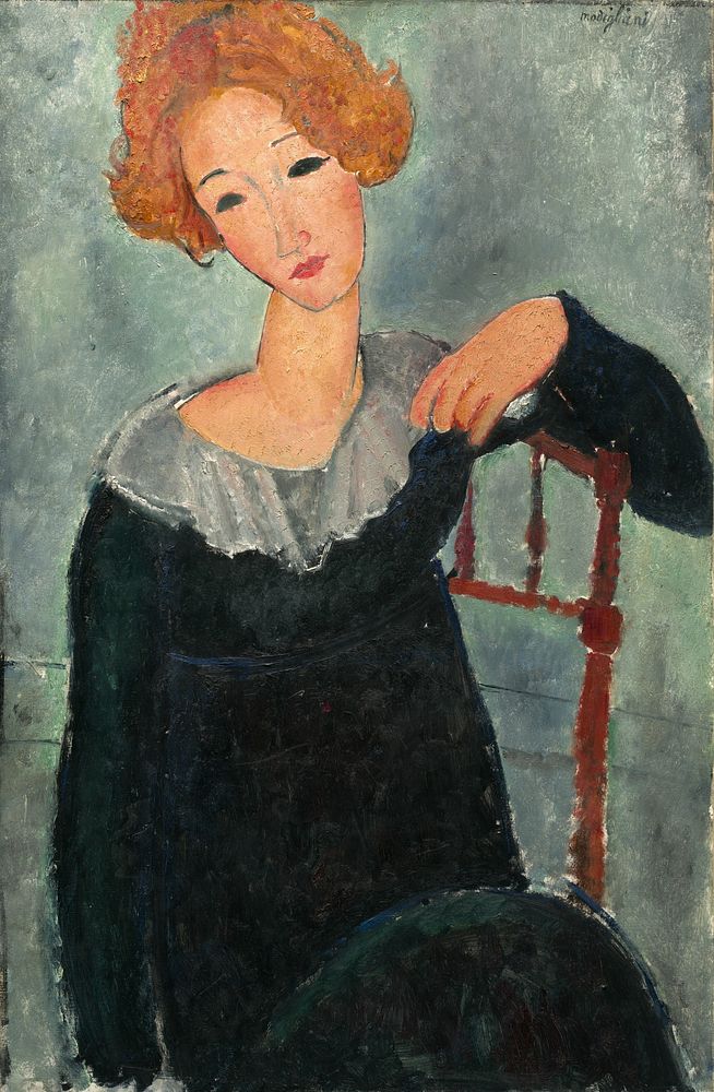 Amedeo Modigliani's Woman with Red Hair (1917) famous painting. 