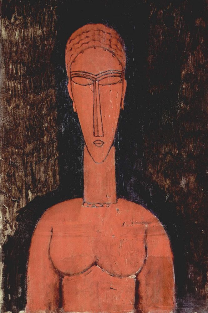 Amedeo Modigliani's The Red Bust (1913) famous painting. Original from Wikimedia Commons. 